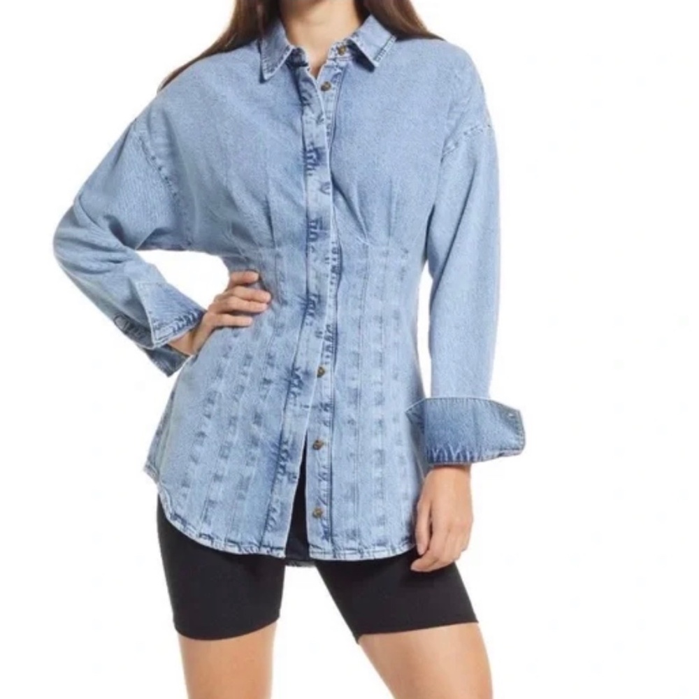 Good American Fitted Denim Shirt